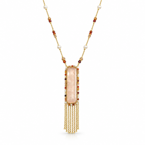Pink Rectangular Gemstone Necklace