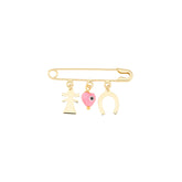 Horse Shoe, girl and evil eye pin