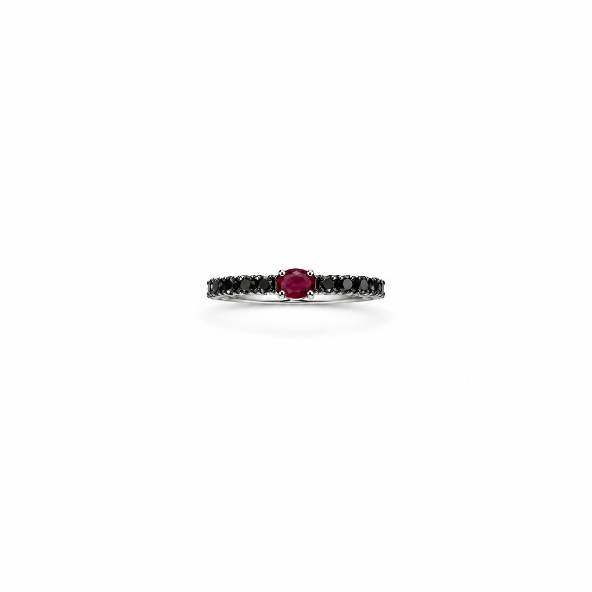 Oval Ruby, Black Diamond Ring