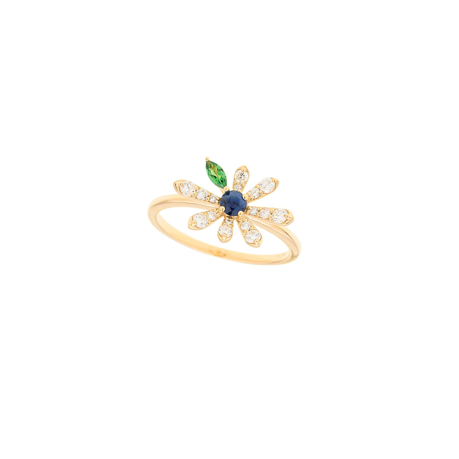 Green Petal Flower Ring