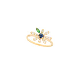 Green Petal Flower Ring