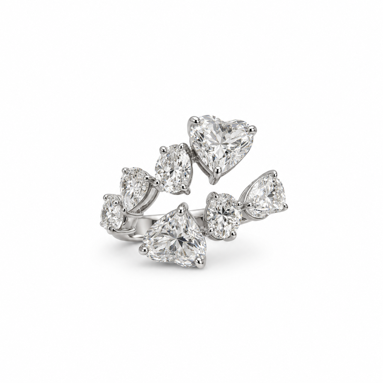 Diamond Heart Open Ring
