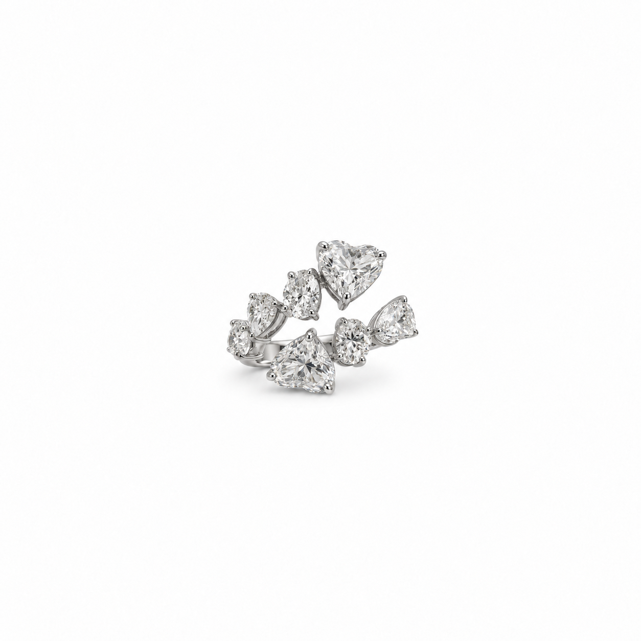 Diamond Heart Open Ring