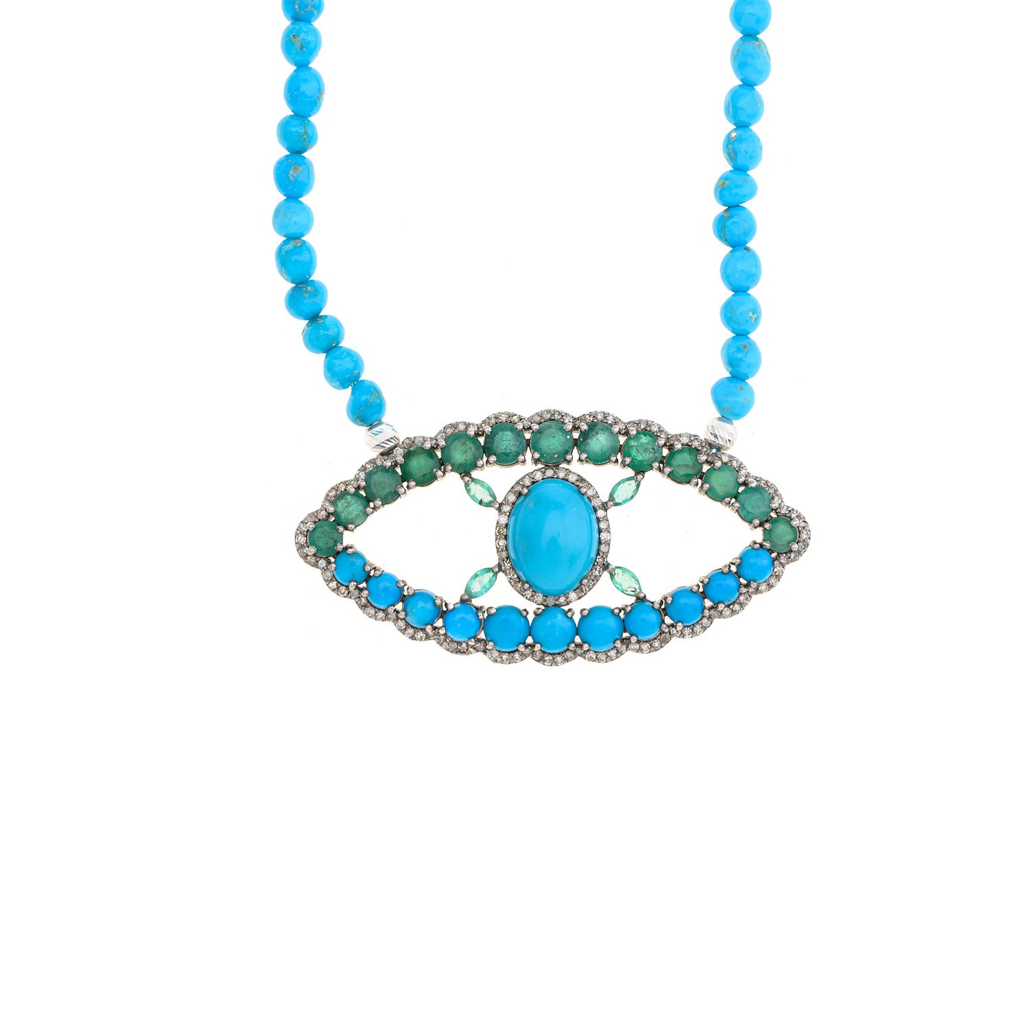 Blue Green Hues Eye Necklace