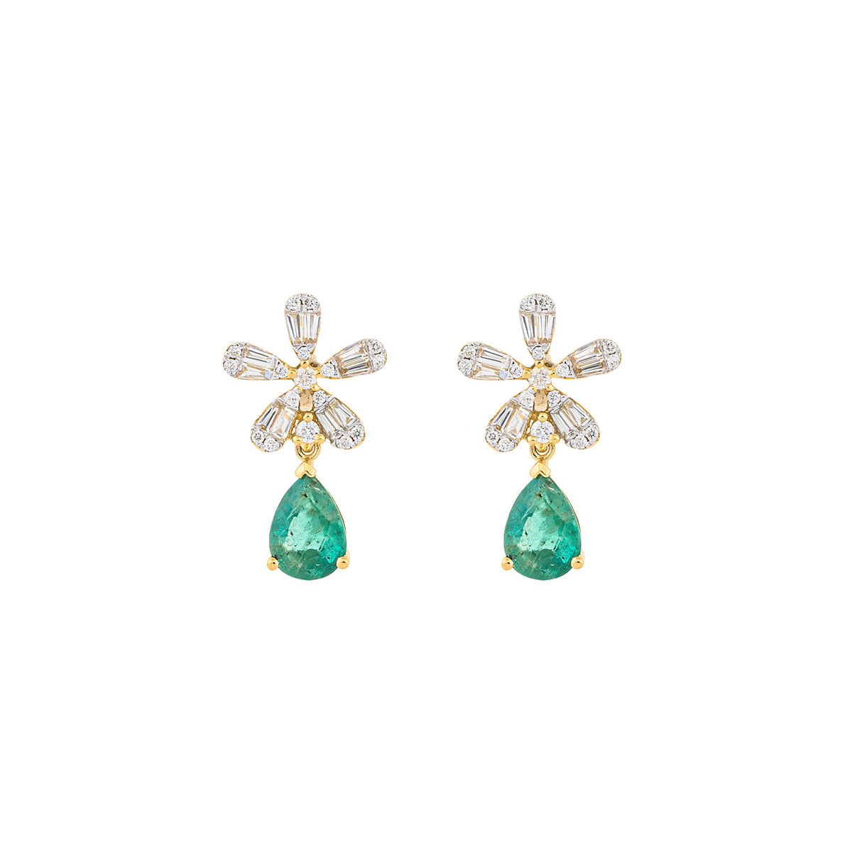 Drop of Green Flower Earrings