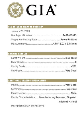 0.50CT, E, VVS2, Aria Engagement Ring