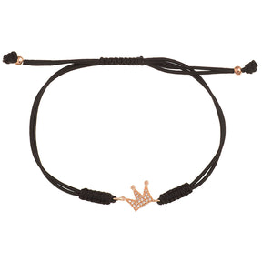 Diamond Crown bracelet. Macrame bracelet. Silk cord bracelet. Crown bracelet.