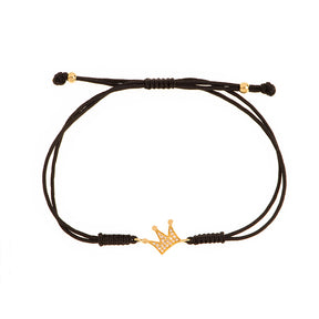 Diamond Crown bracelet. Macrame bracelet. Silk cord bracelet. Crown bracelet.
