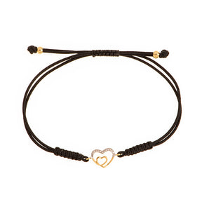 Diamond Heart Bracelet. Cord bracelet