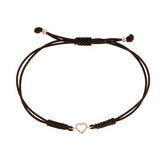 Diamond heart bracelet. Cord bracelet.