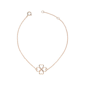 14K gold bracelet with a 4leaf for good luck 