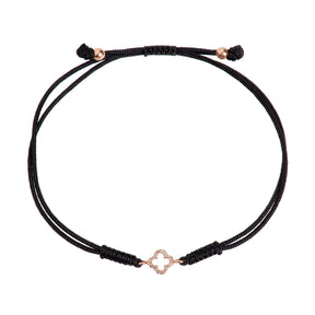 Diamond Cross Bracelet. Cord Bracelet. Macrame Bracelet. Rose Gold Bracelet