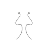 Curved diamond earring. White Gold earring