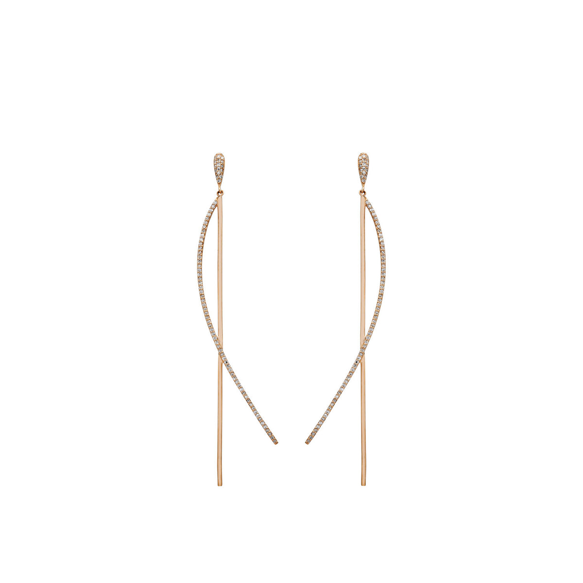 Diamond Curved Earring. Σκουλαρίκι με μπριγιάν. Μακρύ σκουλαρίκι.