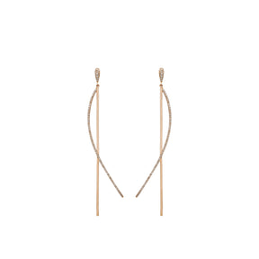 Diamond Curved Earring. Σκουλαρίκι με μπριγιάν. Μακρύ σκουλαρίκι.