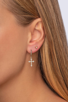 Diamond Cross Earring