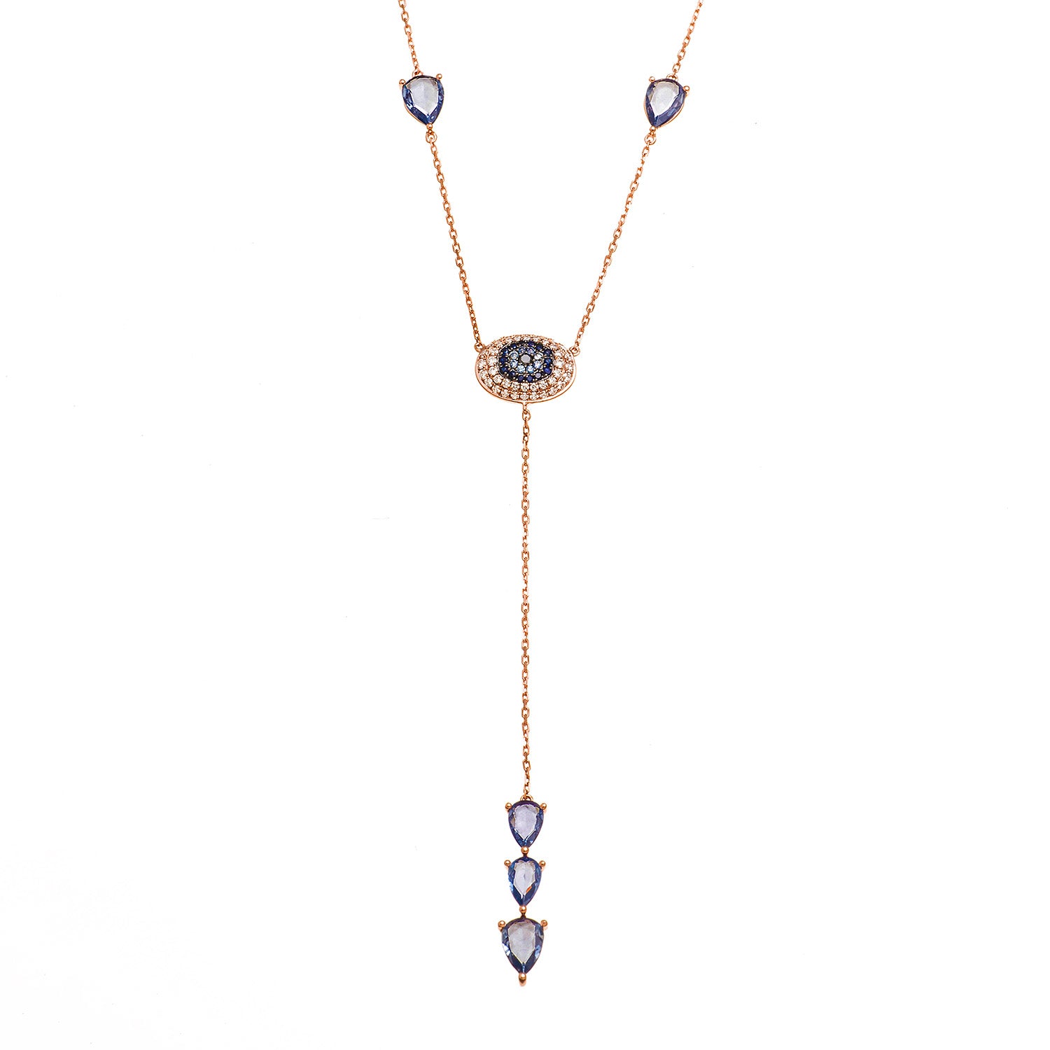 Evil Eye Sapphire Droplets Necklace