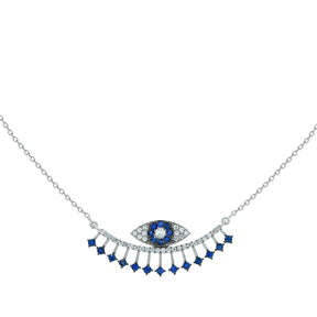 Evil eye necklace. Sapphire evil eye. White gold necklace. Μάτι κολιέ. Λευκόχρυσο μάτι.