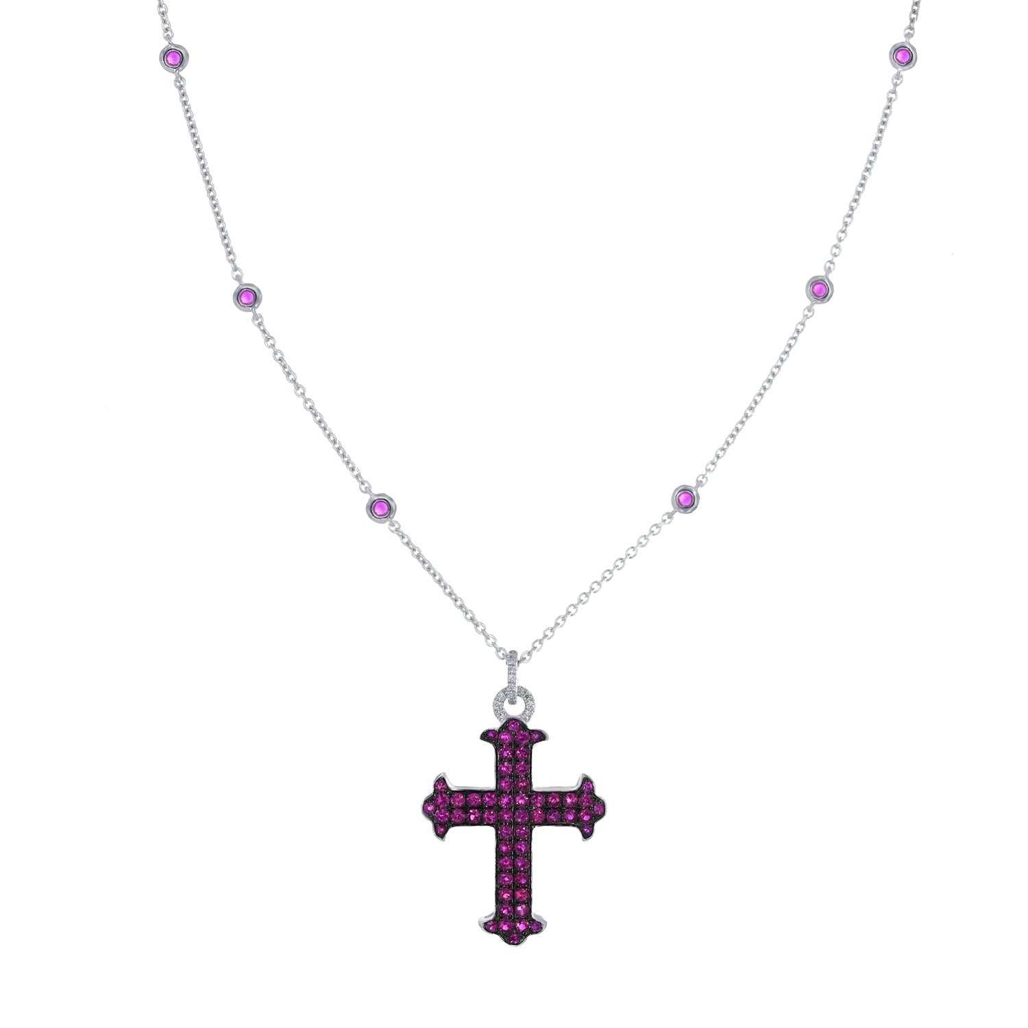 Ruby Cross Necklace. Red Cross necklace